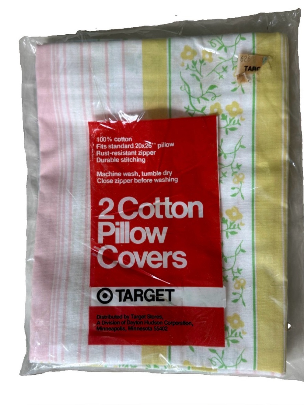 vtg 70s 80s unopened pack Target cotton pillow covers pink yellow stripe floral